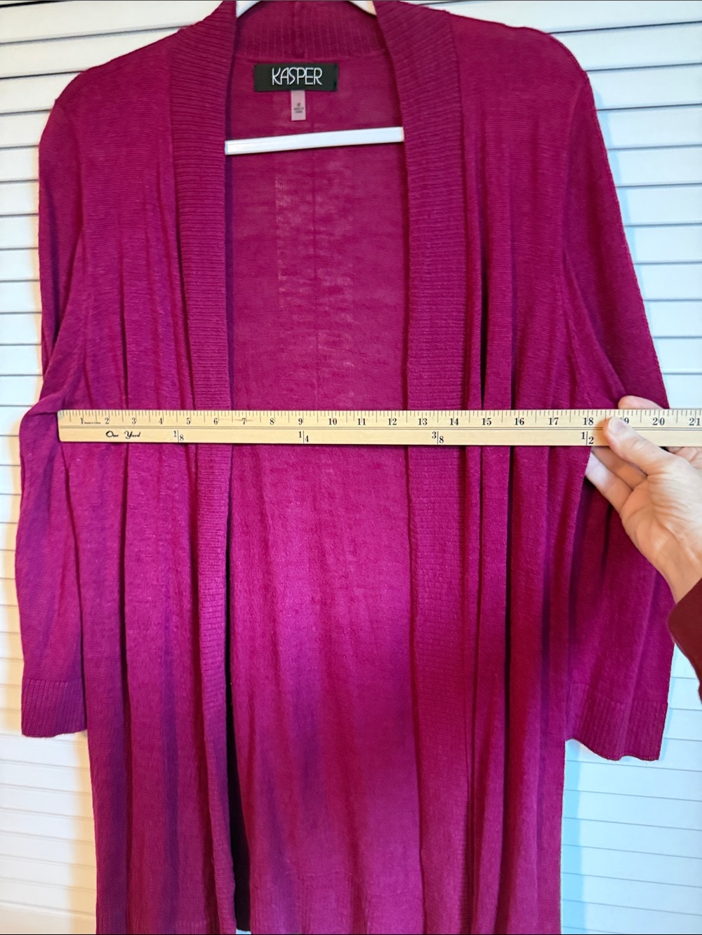 Kasper Open-Front Cardigan in Berry Pink - Picture 10 of 11